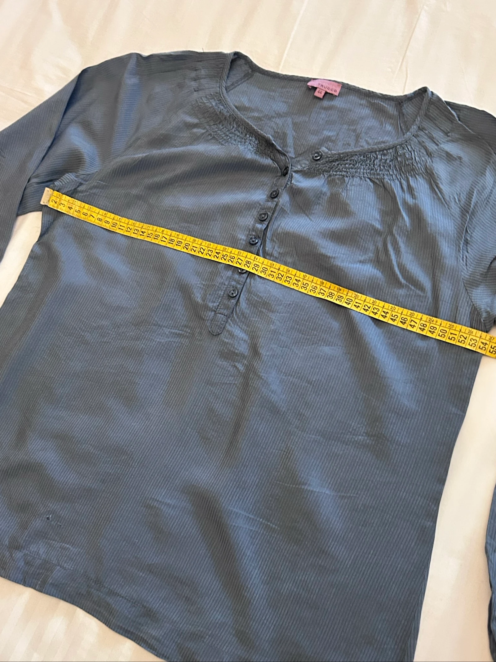 Chemisier à manches longues Trucco à petits rayures tons bleus taille 44 – photo 4